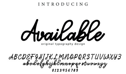 Available Font Stylish brush painted an uppercase vector letters, alphabet, typeface