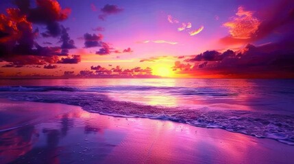 Vibrant Sunset Over Calm Ocean Waves