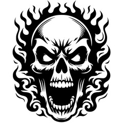 Motorcycle gang skull silhouette