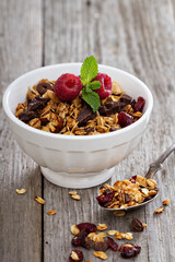 Chocolate granola for breakfast