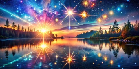 Sparkling Vector Icons and Light Effects for Stunning Landscape Photography