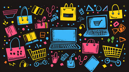 Colorful Cyber Monday Shopping Illustration
