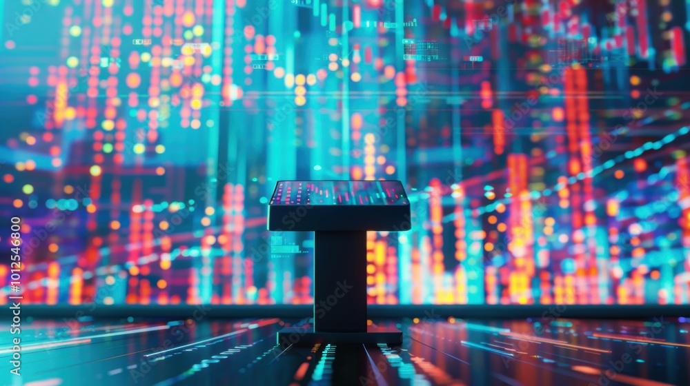 Poster digital data display with colorful background