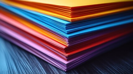 Colorful stack of paper sheets in various vibrant hues.