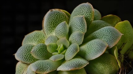 Close-Up of a Succulent Plant with Spotted Leaves