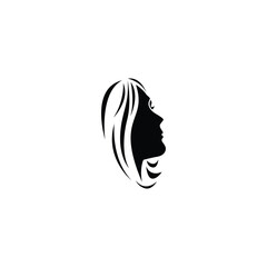Women face logo with elegant and artistic silhouette design for beauty, fashion, health, and personal branding. Women face silhouette symbolizes commitment, gentleness, and strength.