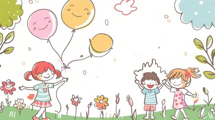 Children's Day Simple Hand Drawn Background - a charming and festive visual. The simple hand drawn backdrop for Children's Day is full of joy and creativity