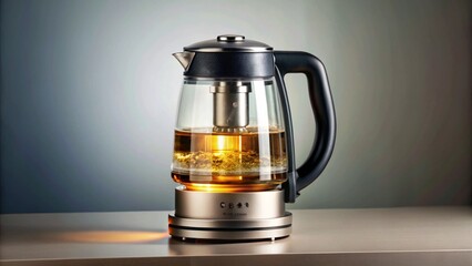 Glass kettle brewing tea, showcasing its elegant design and function.