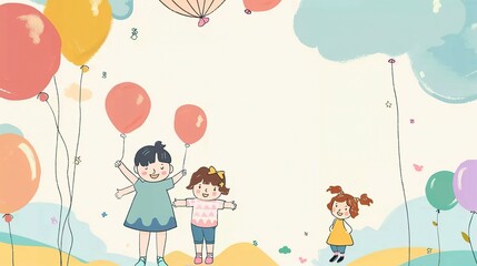 Children's Day Simple Hand Drawn Background - a charming and festive visual. The simple hand drawn backdrop for Children's Day is full of joy and creativity