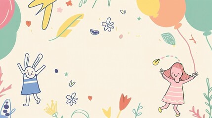 Children's Day Simple Hand Drawn Background - a charming and festive visual. The simple hand drawn backdrop for Children's Day is full of joy and creativity