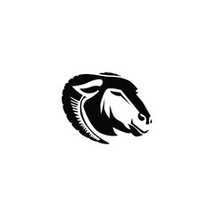 Goat head logo with simple silhouette design is strong, bold and easily recognizable. Used in various industries or farms and organic products. Goat head silhouette reflects toughness, intelligence.