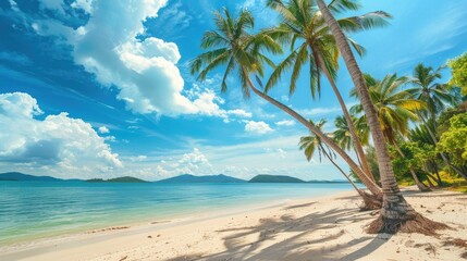 Tropical Paradise: Palm Trees and a Pristine Beach