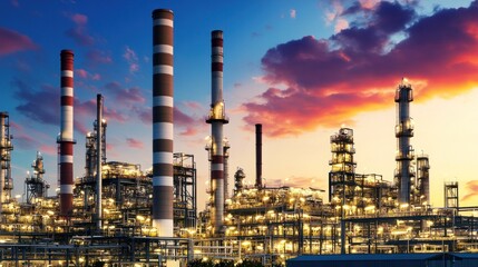 Obraz premium Industrial Complex at Sunset