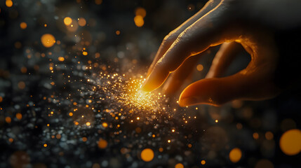 Magical Touch of Light and Sparkles in Darkness