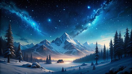 beautiful mountain under starlit night sky