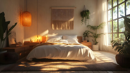 Modern Bedroom Interior Design 3D Render