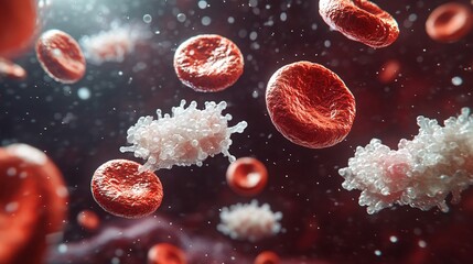 Naklejka premium Blood cells in a human body, abstract view
