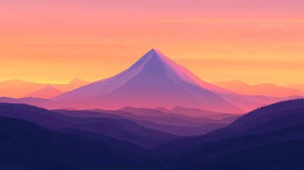 Fototapeta premium Mountain silhouette at sunset with gradient sky