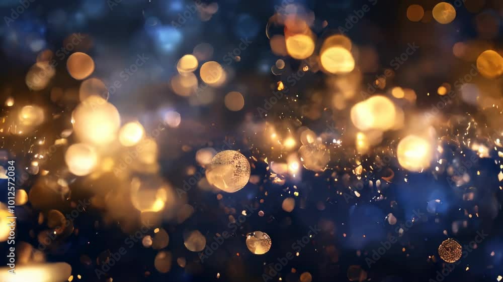 Aufkleber an abstract background of sparkling golden bokeh lights with a festive atmosphere.
