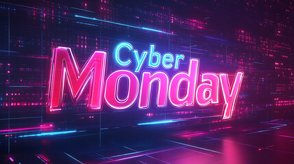 Naklejka premium Vibrant Cyber Monday Text in Futuristic Style