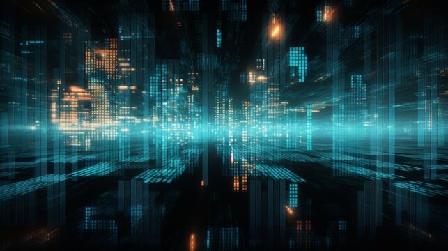 Digital Background for Technology: Versatile Design Featuring AI, Data, Audio, and Graphics Elements