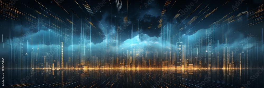 Poster digital background for technology: versatile design featuring ai, data, audio, and graphics elements