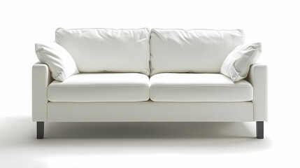 Naklejka premium An isolated leather sofa with cushions on a white background, suitable for comfortable seating in a modern home