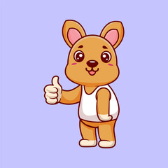 Cute Kangaroo Thumbs Up With Cartoon Icon Illustration