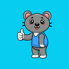 Cute Mouse Thumbs Up With Cartoon Icon Illustration