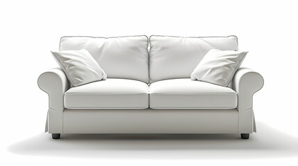 Fototapeta premium An isolated leather sofa with cushions on a white background, suitable for comfortable seating in a modern home