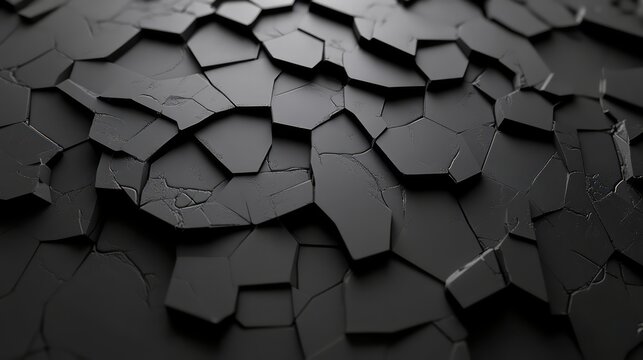 Technology background with depth of field. Three-dimetional black sheets stacked up in different levels. Dark color tech backgrounds
