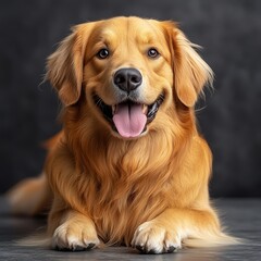 Golden Retriever Dog Portrait  Happy Pet  Friendly Canine  Dog Breed  Studio Shot