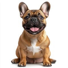 Obraz premium Happy French Bulldog Puppy Sitting Isolated on White