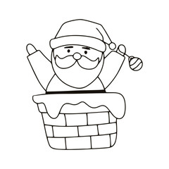 hand drawing santa claus line symbol on stocj character. christmas day