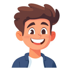 Fototapeta premium A cheerful man beams with joy in this vibrant cartoon image, highlighted by its modern flat illustration style.