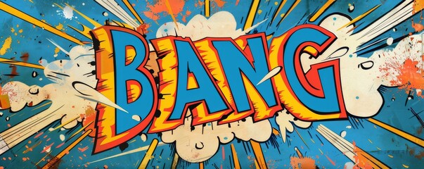 Exciting pop art background with "BANG" inside. Energetic style, Comic visuals, Bold colors vector