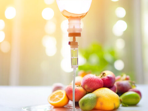 IV drip vitamin treatments infusion drop intravenous medical use booster&rsquo;s beauty supplement therapy concept.