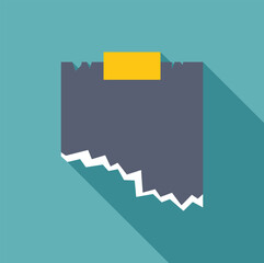 Torn paper note with sticky tape casting a shadow on a turquoise background