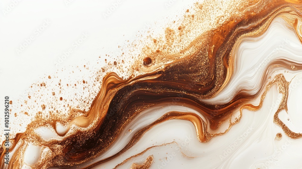 Poster an abstract image showcasing a swirl of brown and white colors, creating a dynamic and flowy artisti