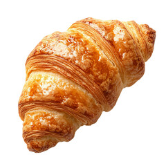 Freshly baked croissant with golden crust isolated on white background