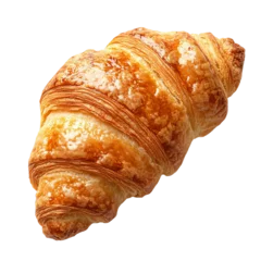 Gordijnen Freshly baked croissant with golden crust isolated on white background © OGStock