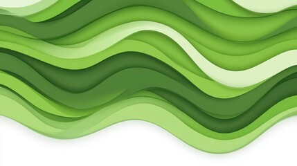 Abstract green wavy lines on a white backdrop form a lively pattern, exuding modern energy and vibrancy in design.