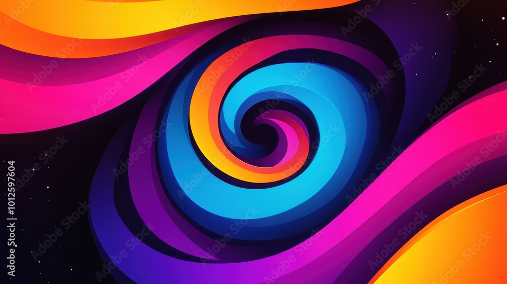 Poster experience a mindbending journey with this abstract spiral animation, blending vibrant colors and a 