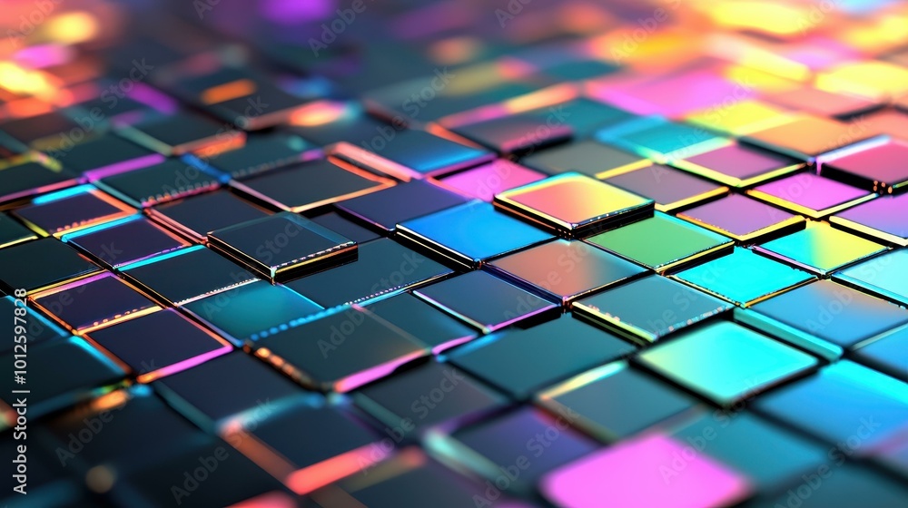 Poster experience mesmerizing visual loops of fake cubes with a soft, defocused background for a unique art