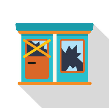 damaged building with broken windows clip art preview