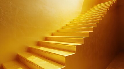 Golden Staircase Leading Upwards in Soft Light
