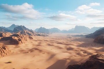 Fototapeta premium Desert Landscape with Mountains and Cloudy Sky