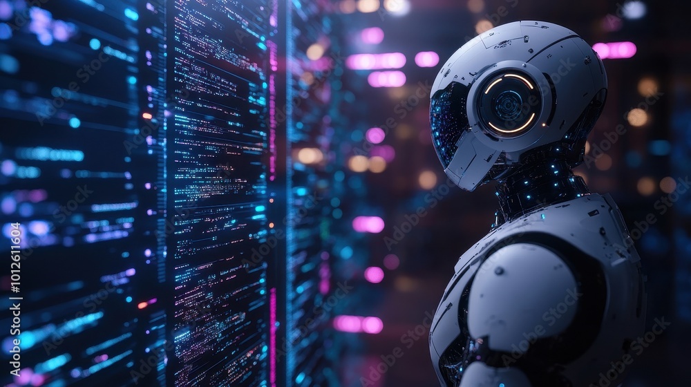 Poster ai chatbots working and chatting in computer, generative ai