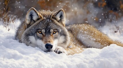 wolf in snow