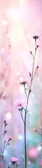 A cute pink sparkle background with small flowers and bokeh. 